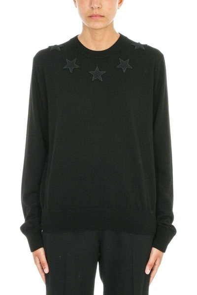 Shop Givenchy Star Appliques Black Wool Jumper