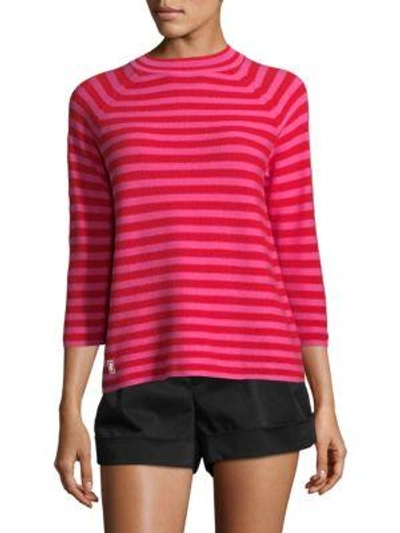 Shop Marc Jacobs Striped Mockneck Sweater In Yellow Turq
