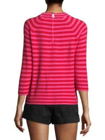 Shop Marc Jacobs Striped Mockneck Sweater In Red Pink