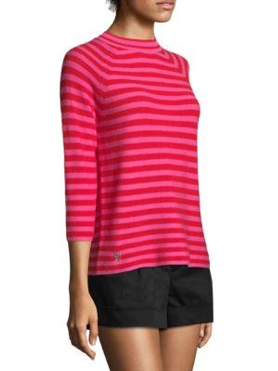 Shop Marc Jacobs Striped Mockneck Sweater In Yellow Turq