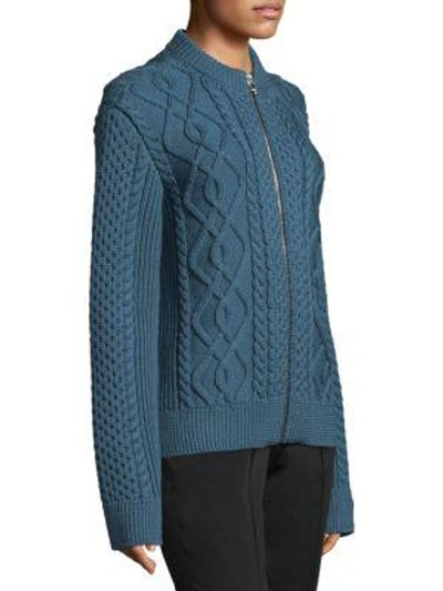 Shop Marc Jacobs Wool Cable-knit Cardigan In Blue