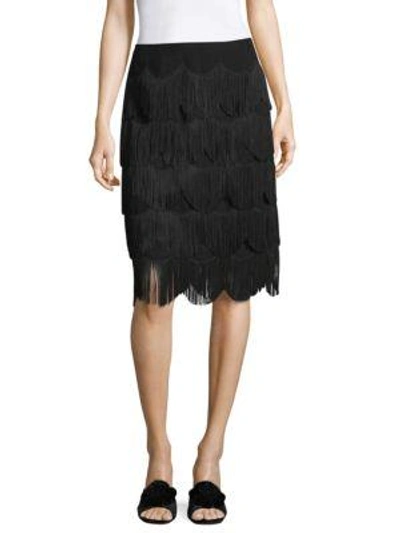 Shop Marc Jacobs Knee-length Fringe Skirt In Black