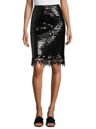 Shop Marc Jacobs Knee-length Sequin Fringe Skirt In Black