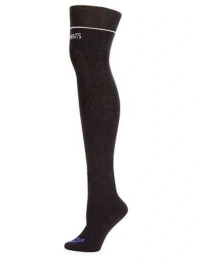 Shop Vetements Cuissardes Metallic Socks In Black