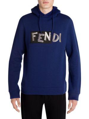 Fendi Vocabulary Logo Hoodie In Blue 