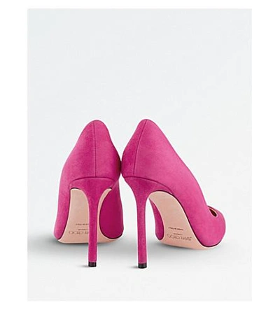 Shop Jimmy Choo Romy 100 Suede Courts In Cerise