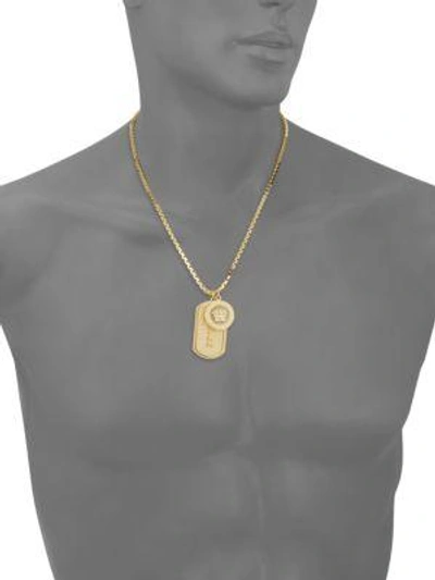 Shop Versace Men's Medusa Dog Tag Necklace In Black Gold