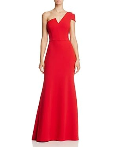 Shop Aqua One-shoulder Ruffled Gown - 100% Exclusive In Red