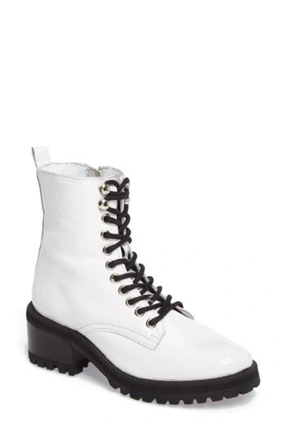 Steve Madden Women's Geneva Combat Boots In White Patent Leather | ModeSens