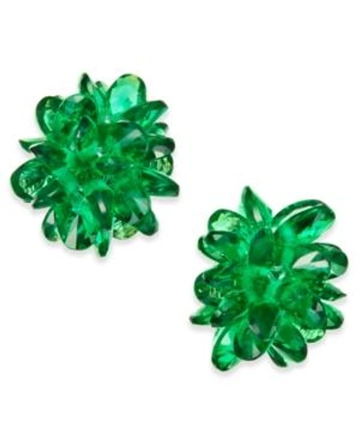Shop Kate Spade New York Gold-tone Multi-crystal Stud Earrings In Emerald