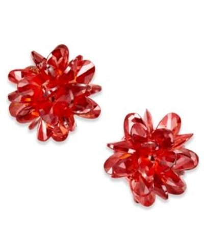 Shop Kate Spade New York Gold-tone Multi-crystal Stud Earrings In Red