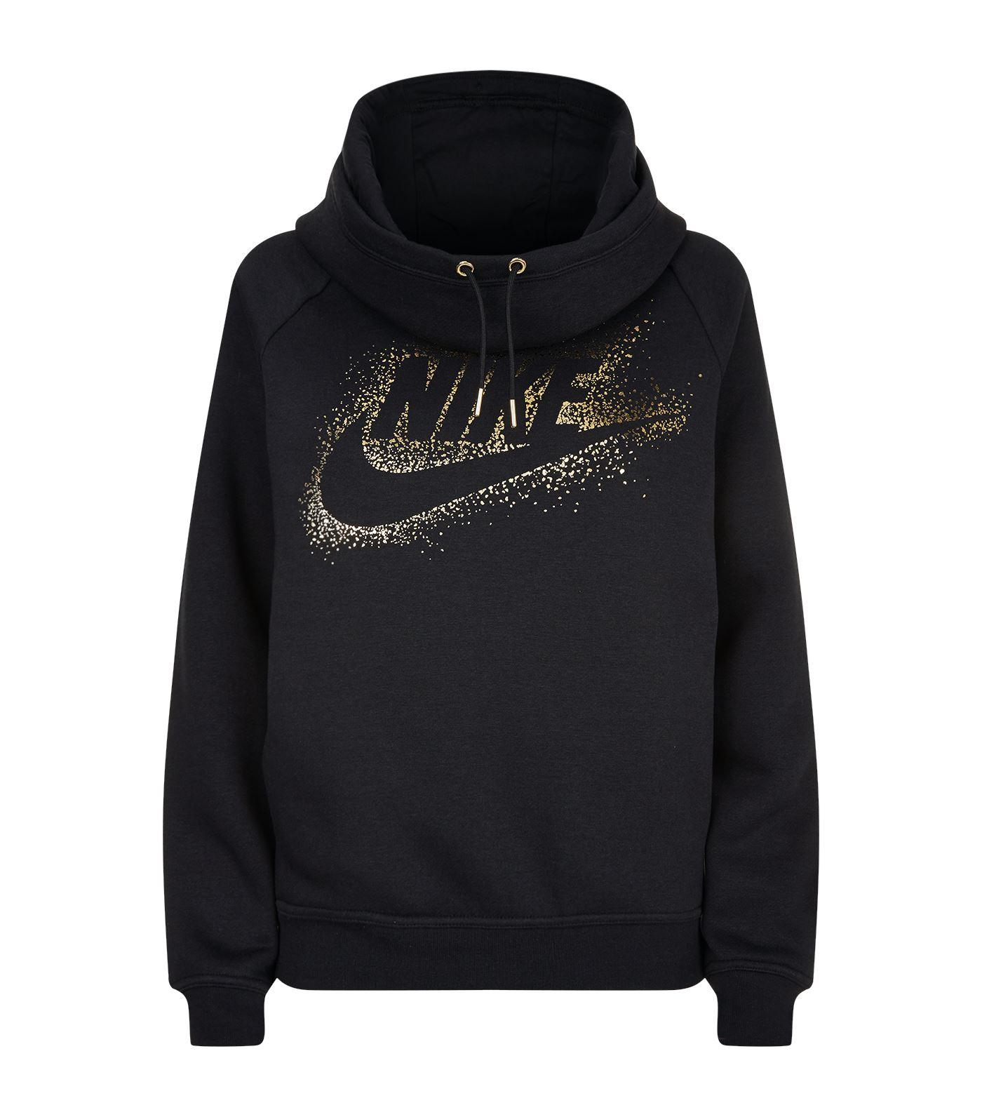 nike funnel neck hoodie with metallic logo