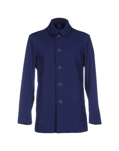 Shop Geospirit Man Overcoat & Trench Coat Blue Size Xl Polyester, Elastane