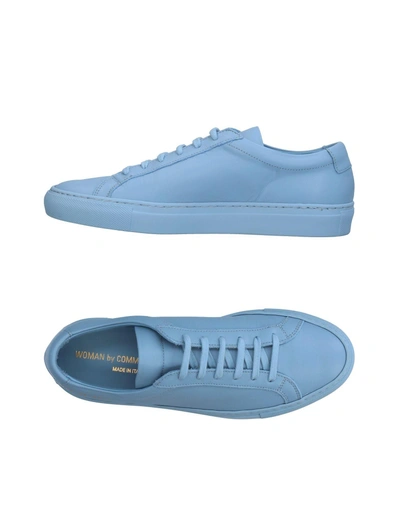 Shop Common Projects Woman By  Woman Sneakers Azure Size 5 Soft Leather In Blue