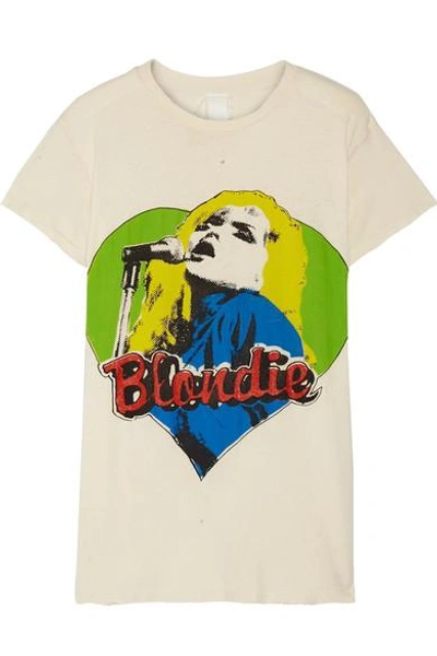 Shop Madeworn Blondie Distressed Printed Cotton-jersey T-shirt In Ecru