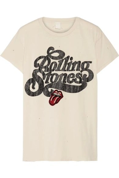 Shop Madeworn Rolling Stones Appliquéd Printed Cotton-jersey T-shirt In White