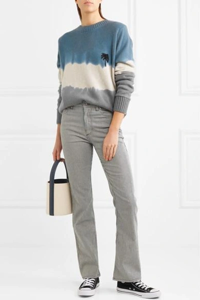 Shop The Elder Statesman Embroidered Tie-dyed Cashmere Sweater In Blue