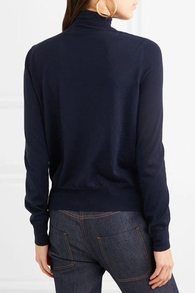 Shop Bottega Veneta Merino Wool Turtleneck Sweater In Navy