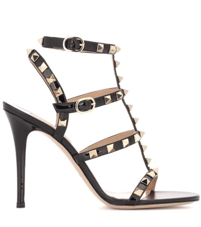 Shop Gucci Rockstud Leather Sandals In Black