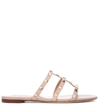 Shop Valentino Rockstud Leather Sandals In Pink