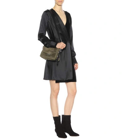 Shop Rag & Bone Victor Satin And Velvet Dress In Black