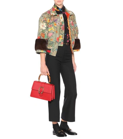 Shop Gucci Mink-trimmed Cotton Jacket In Multicoloured