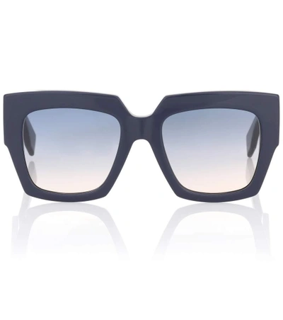Shop Fendi Facets Oversized Square Sunglasses In Blue