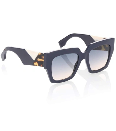 Shop Fendi Facets Oversized Square Sunglasses In Blue