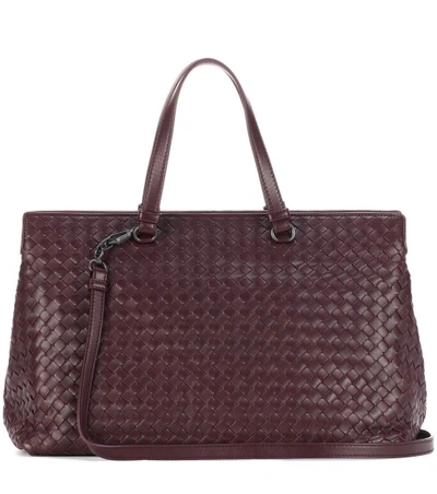 Shop Bottega Veneta Intrecciato Leather Tote In Purple