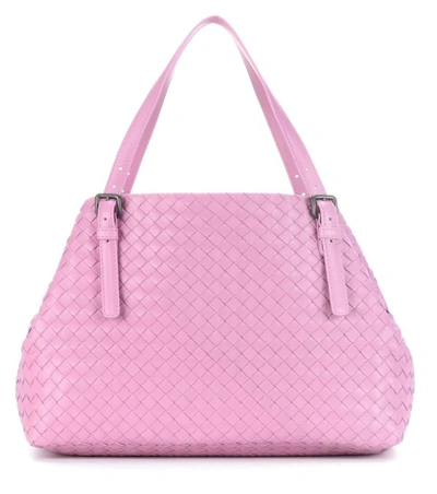 Shop Bottega Veneta Intrecciato Leather Tote In Pink