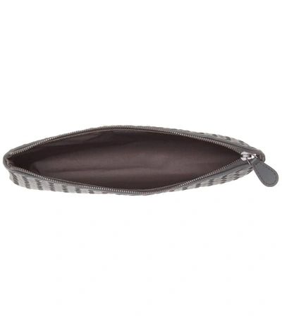 Shop Bottega Veneta Intrecciato Leather Clutch In Grey