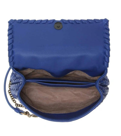Shop Bottega Veneta Olimpia Small Leather Shoulder Bag In Blue