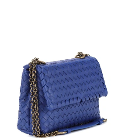 Shop Bottega Veneta Olimpia Small Leather Shoulder Bag In Blue
