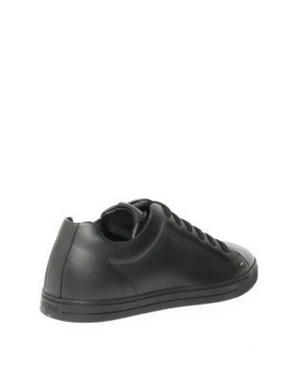 Shop Fendi Men's Micro Bugs Leather Sneakers In Black