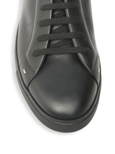 Shop Fendi Men's Micro Bugs Leather Sneakers In Black
