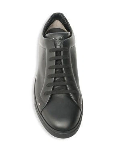 Shop Fendi Men's Micro Bugs Leather Sneakers In Black