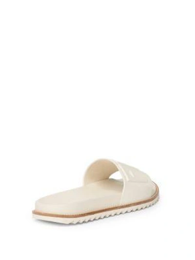 Shop Fendi Men's Logo Embossed Slide Sandals In Panna