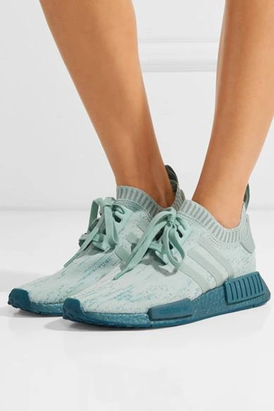Shop Adidas Originals Nmd_r1 Suede-paneled Primeknit Sneakers