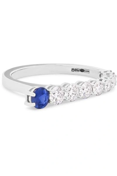 Shop Melissa Kaye Aria 18-karat White Gold, Diamond And Sapphire Ring