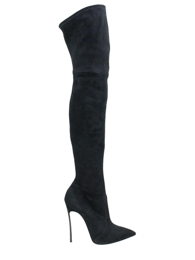 Shop Casadei Black Over The Knee Boot