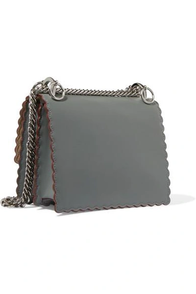Shop Fendi Kan I Mini Leather Shoulder Bag In Gray