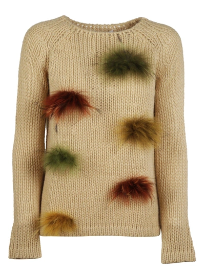 Shop Blugirl Pompom Sweater In Beige