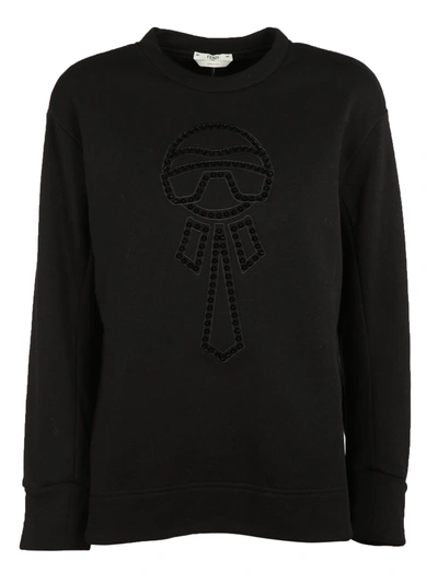 Shop Fendi Logo Sweatshirt In Black