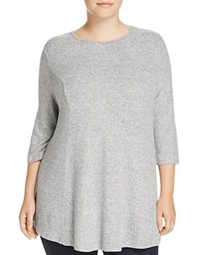 Shop B Collection By Bobeau Curvy Brushed Knit Tunic In Heather Gray