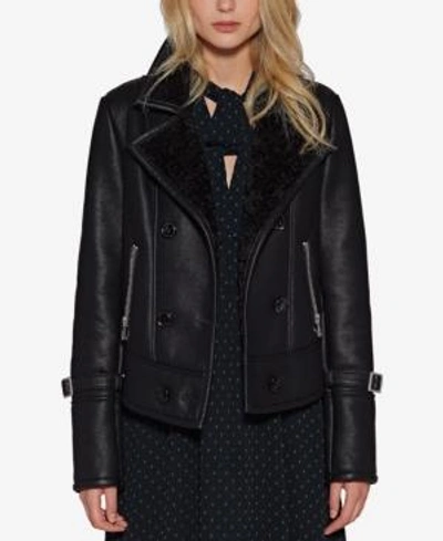 Shop Avec Les Filles Faux-leather Moto Jacket In Black