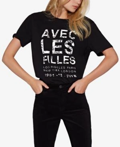 Shop Avec Les Filles Cotton Avec Band Graphic T-shirt In Black