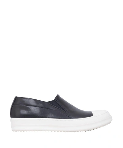 Shop Rick Owens Leather Boat Sneakers In Nero