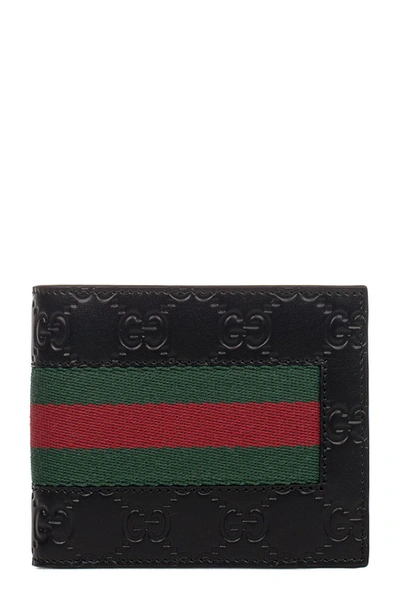 Shop Gucci Black-red-green  Signature Leather Wallet