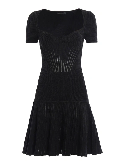 Shop Alexander Mcqueen Mini Knit Dress In Black