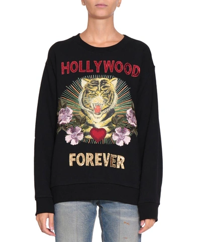 Shop Gucci Cotton Hollywood Sweatshirt In Nero